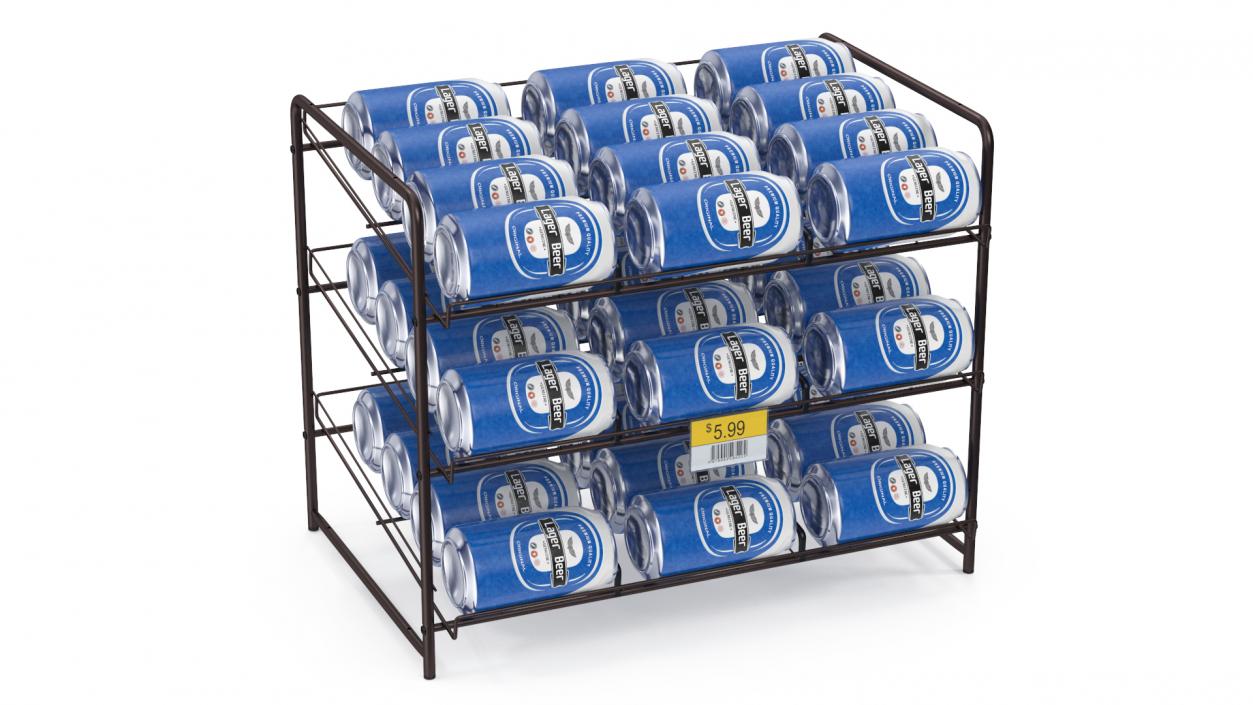 Beverage Organizer with Cans and Price Label 3D model