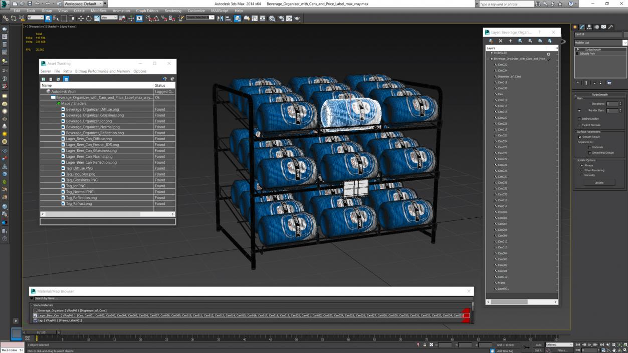 Beverage Organizer with Cans and Price Label 3D model