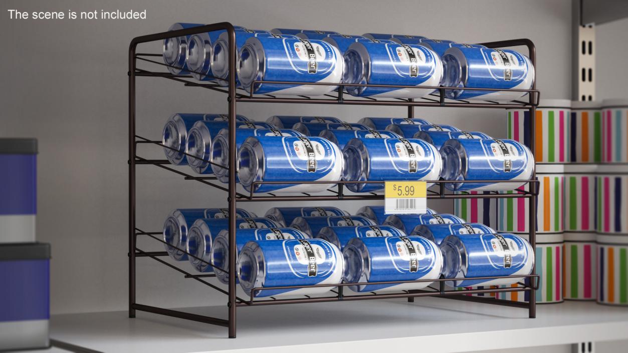 Beverage Organizer with Cans and Price Label 3D model