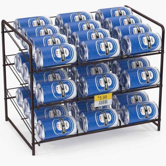 Beverage Organizer with Cans and Price Label 3D model