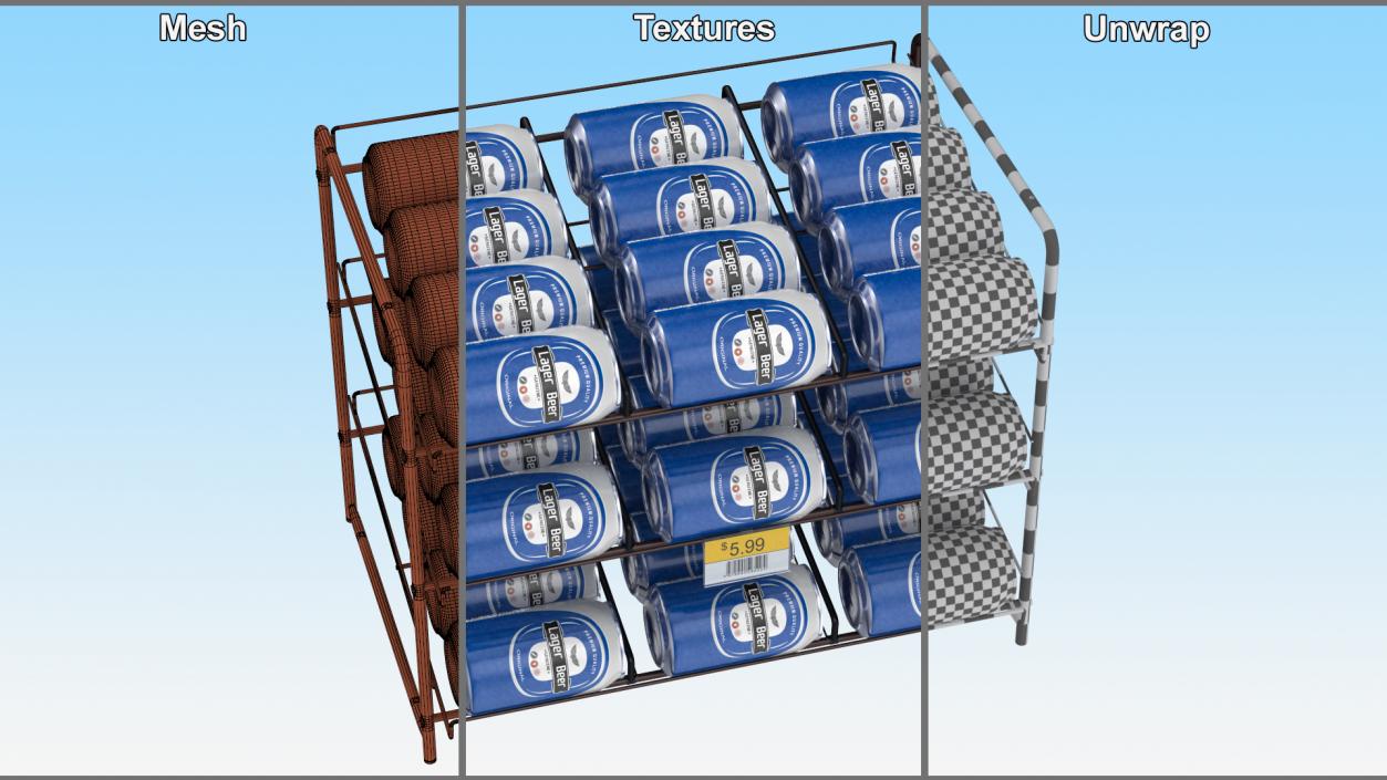 Beverage Organizer with Cans and Price Label 3D model