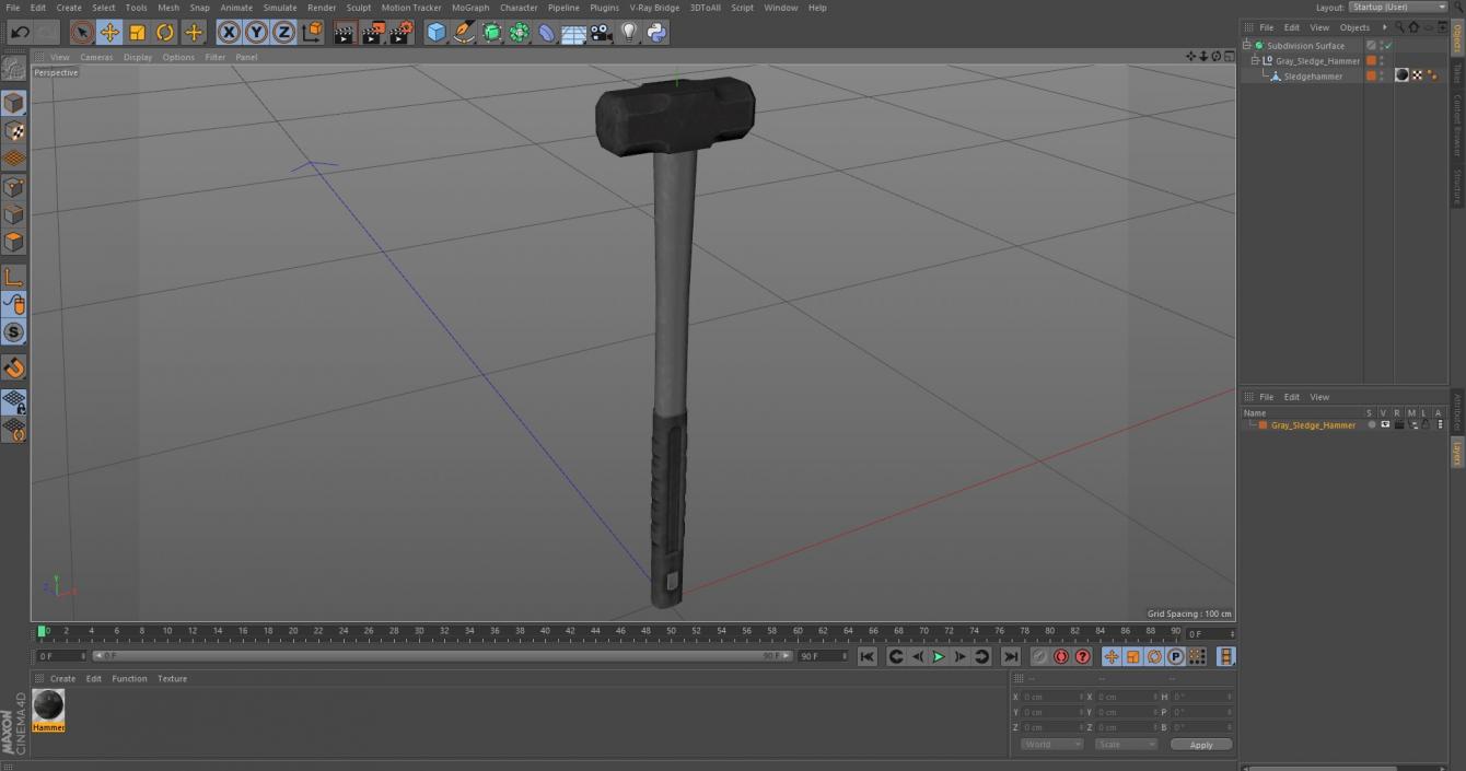 3D Gray Sledge Hammer model