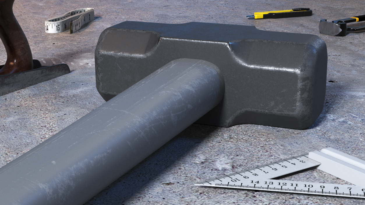 3D Gray Sledge Hammer model