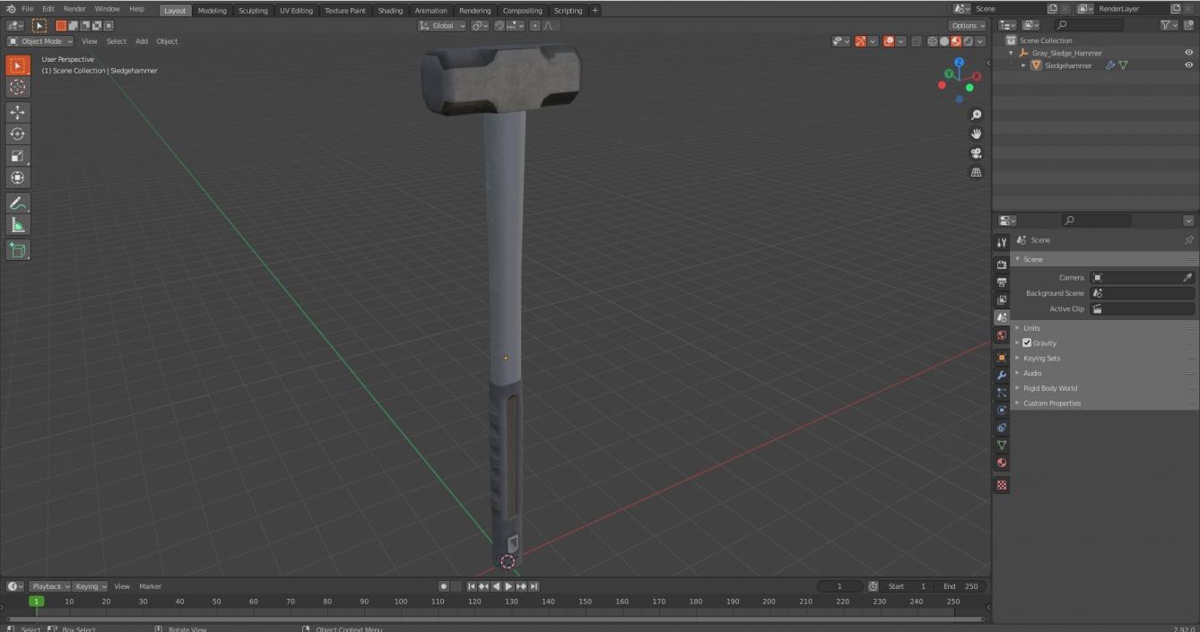 3D Gray Sledge Hammer model