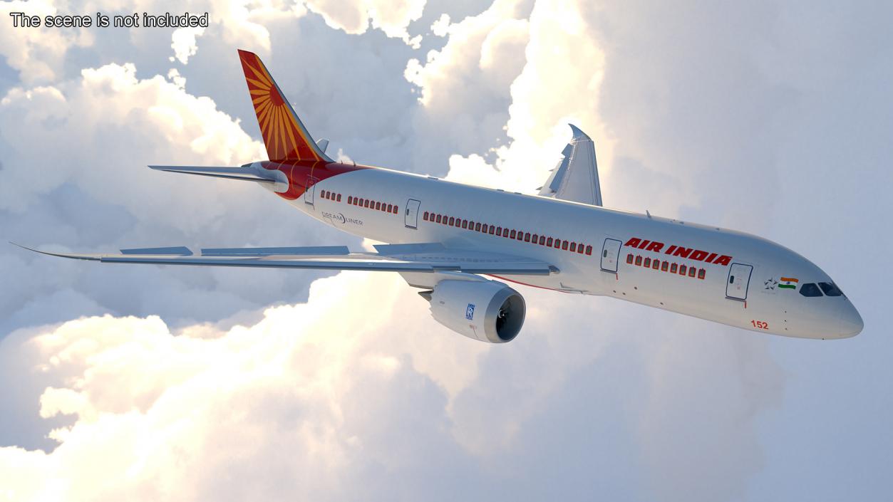 Air India Boeing 787-8 Dreamliner Aircraft Rigged 3D model