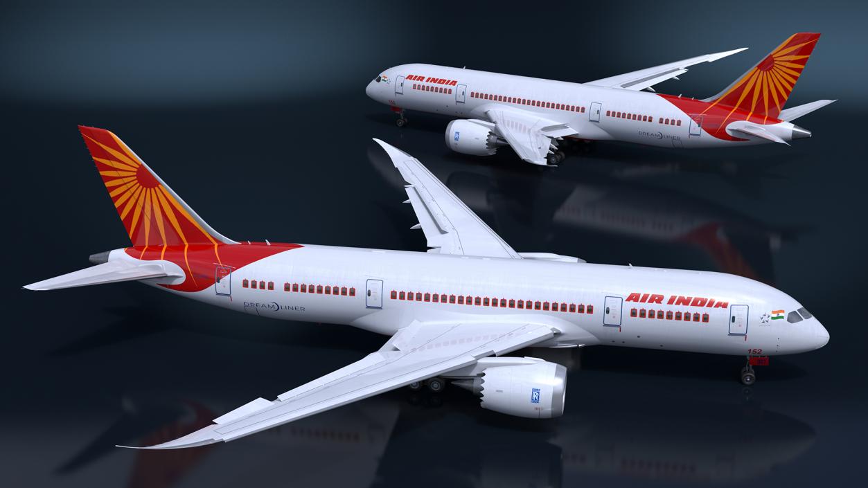 Air India Boeing 787-8 Dreamliner Aircraft Rigged 3D model