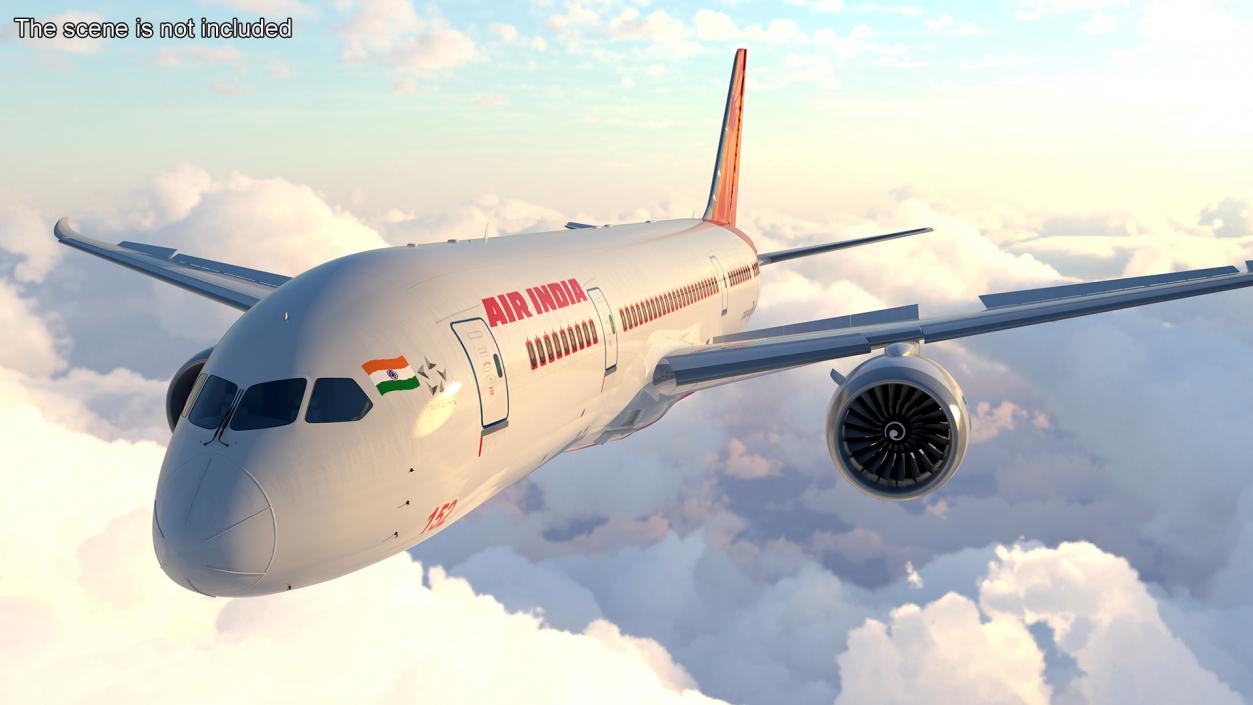 Air India Boeing 787-8 Dreamliner Aircraft Rigged 3D model