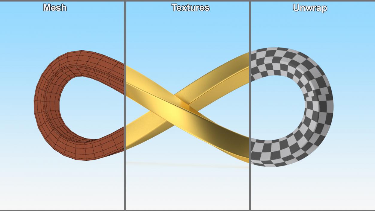 3D Infinity Loop Gold model