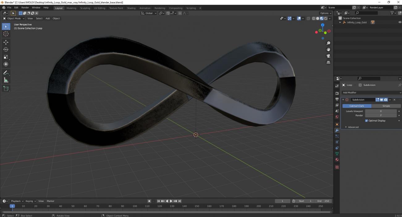 3D Infinity Loop Gold model