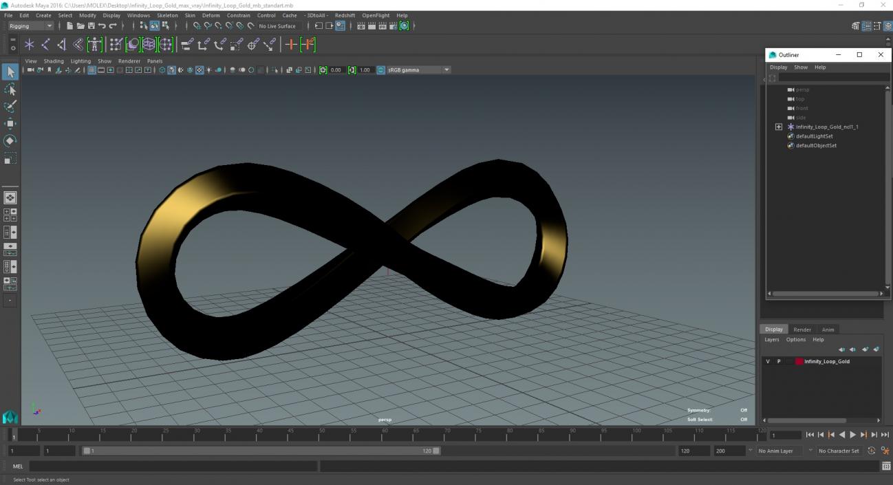 3D Infinity Loop Gold model