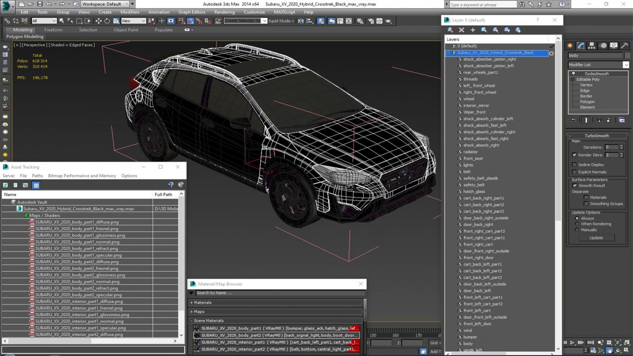 Subaru XV 2020 Hybrid Crosstrek Black 3D