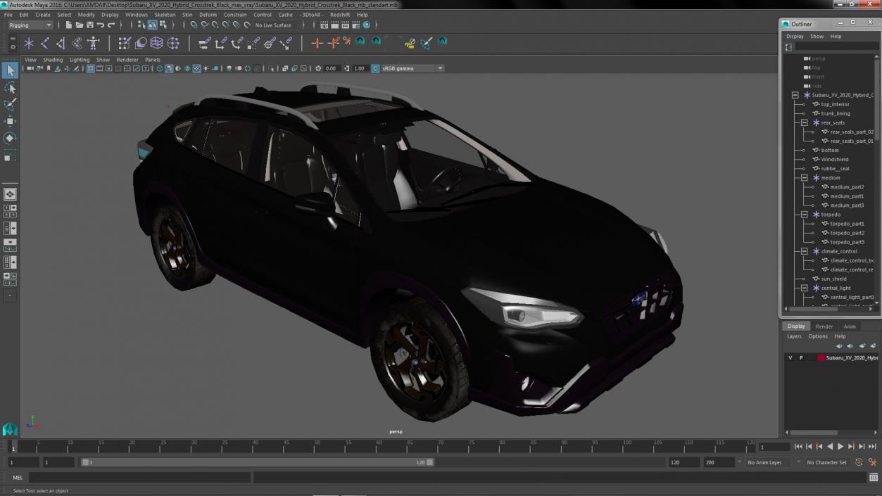 Subaru XV 2020 Hybrid Crosstrek Black 3D