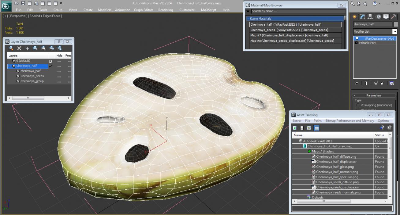 3D model Chirimoya Fruit Half