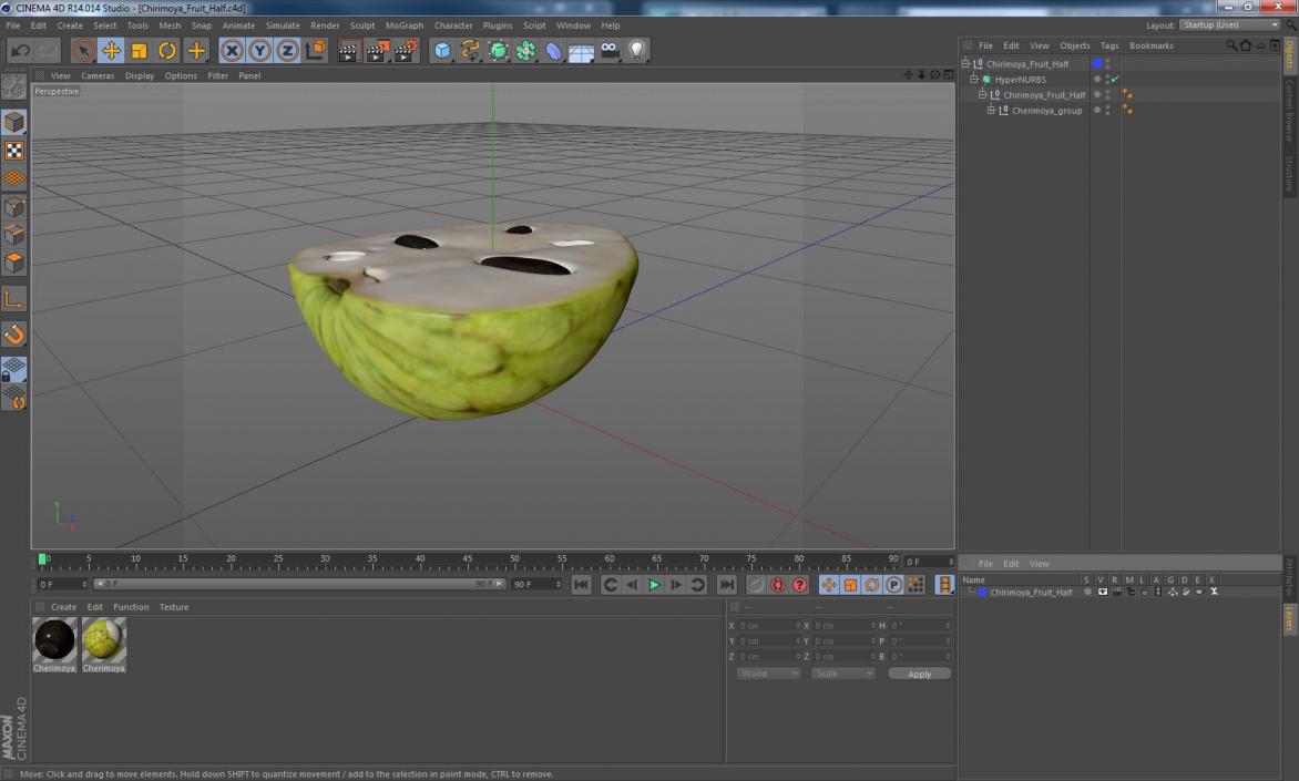 3D model Chirimoya Fruit Half