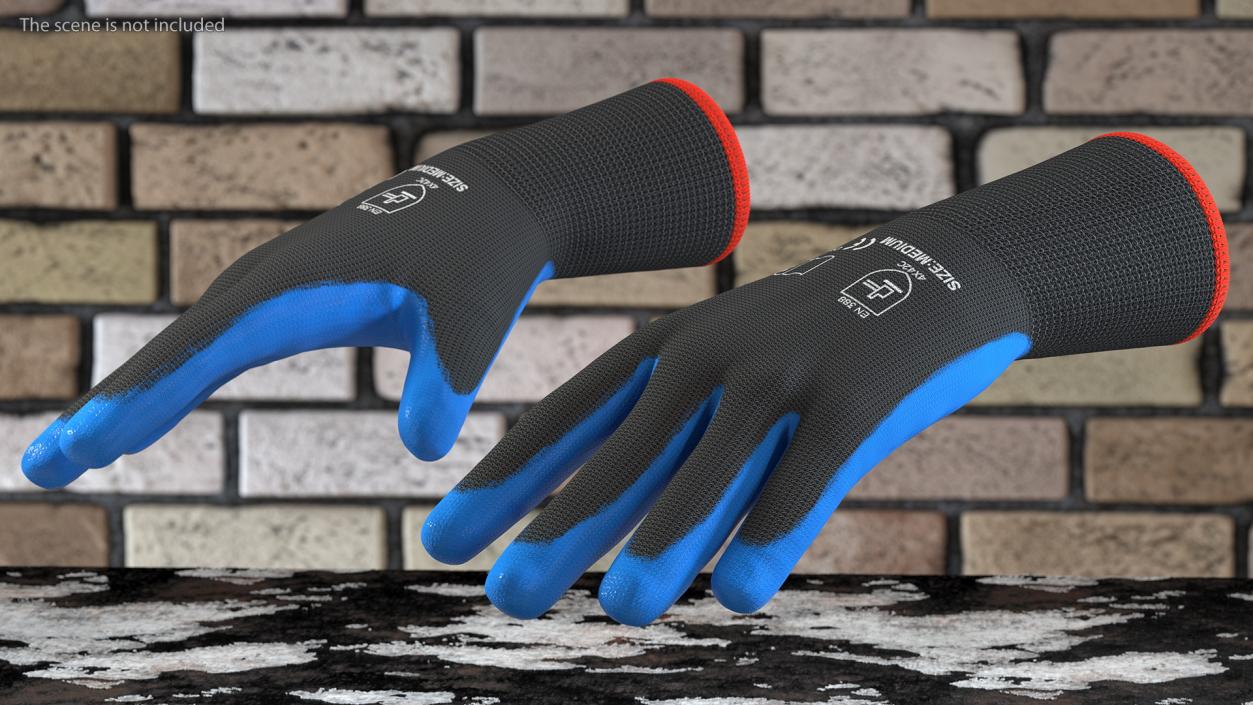 3D model Safety Work Gloves Gray Blue Rigged