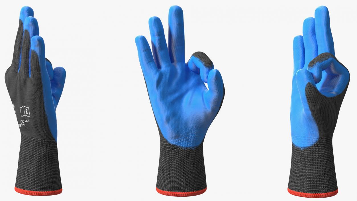 3D model Safety Work Gloves Gray Blue Rigged