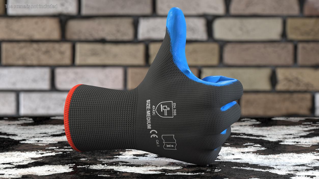 3D model Safety Work Gloves Gray Blue Rigged