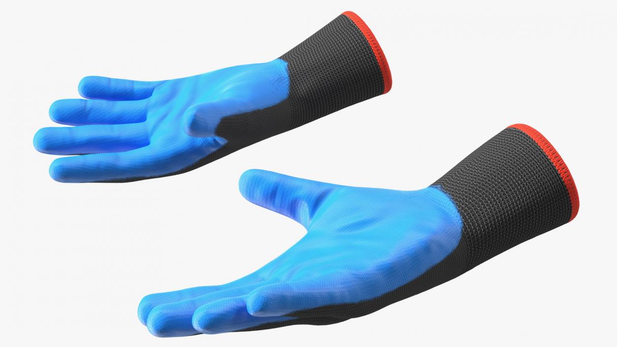 3D model Safety Work Gloves Gray Blue Rigged