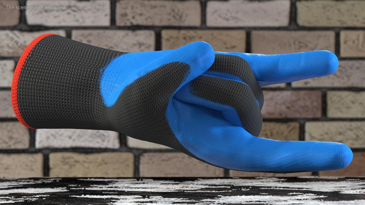 3D model Safety Work Gloves Gray Blue Rigged