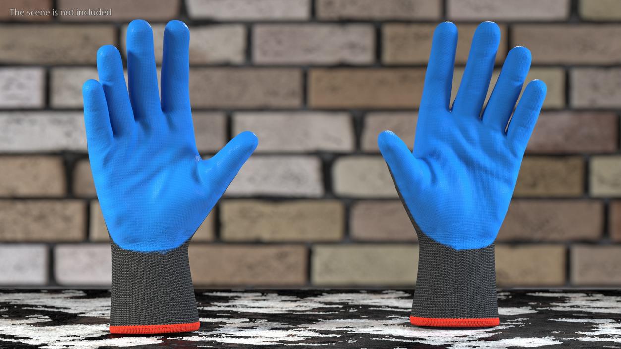 3D model Safety Work Gloves Gray Blue Rigged