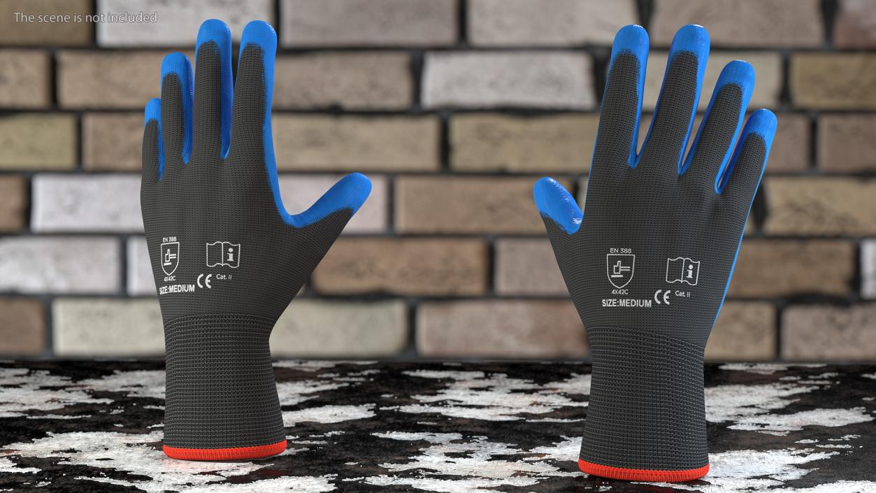 3D model Safety Work Gloves Gray Blue Rigged