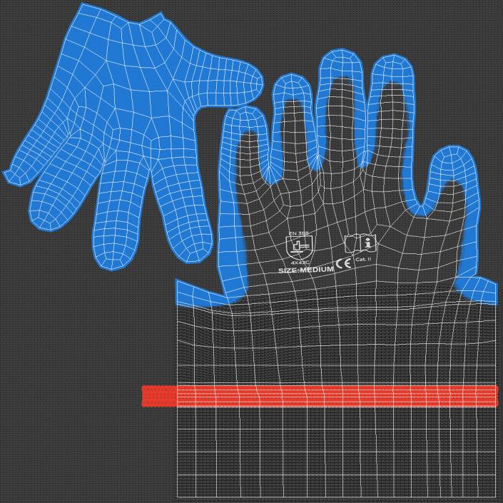 3D model Safety Work Gloves Gray Blue Rigged