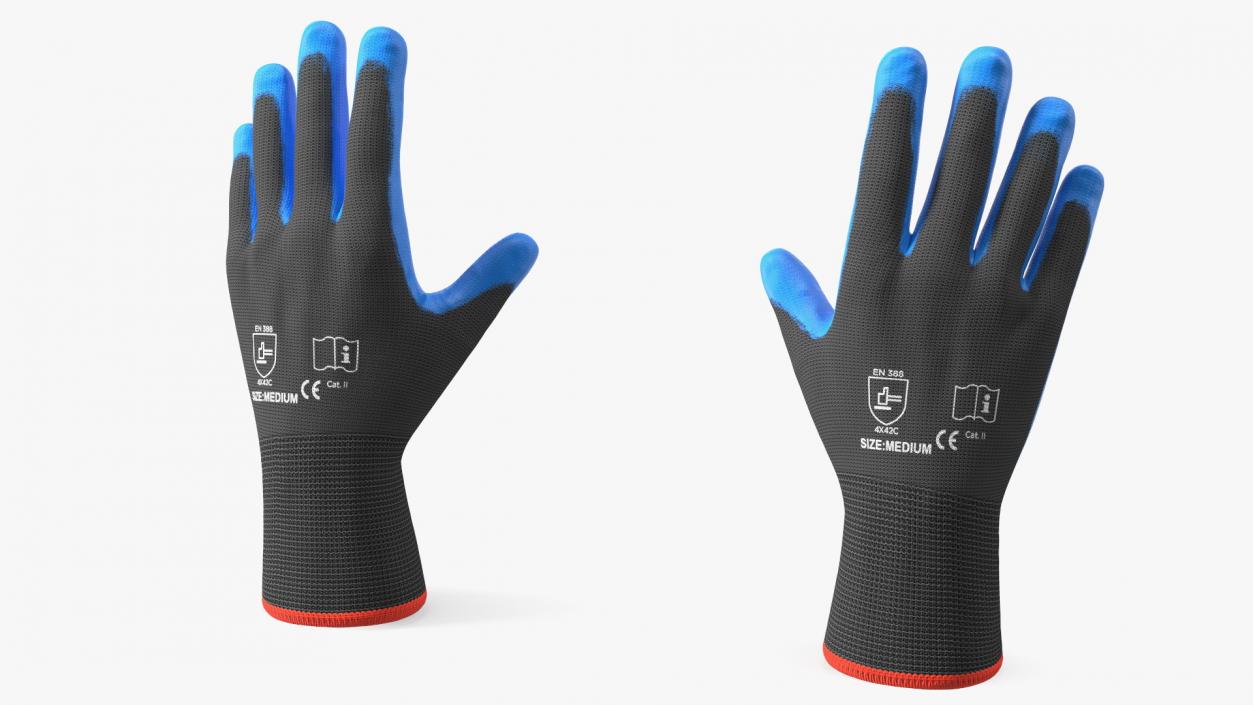 3D model Safety Work Gloves Gray Blue Rigged