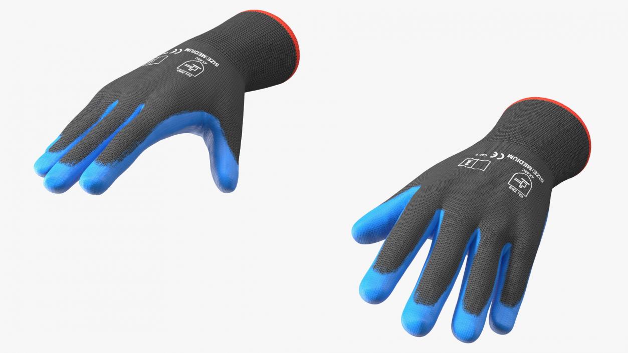 3D model Safety Work Gloves Gray Blue Rigged