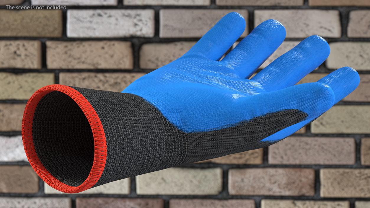 3D model Safety Work Gloves Gray Blue Rigged