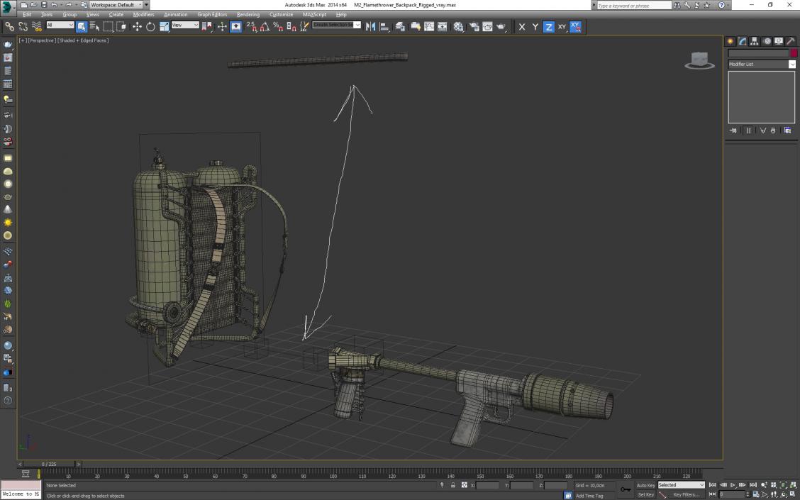 3D M2 Flamethrower Backpack Rigged