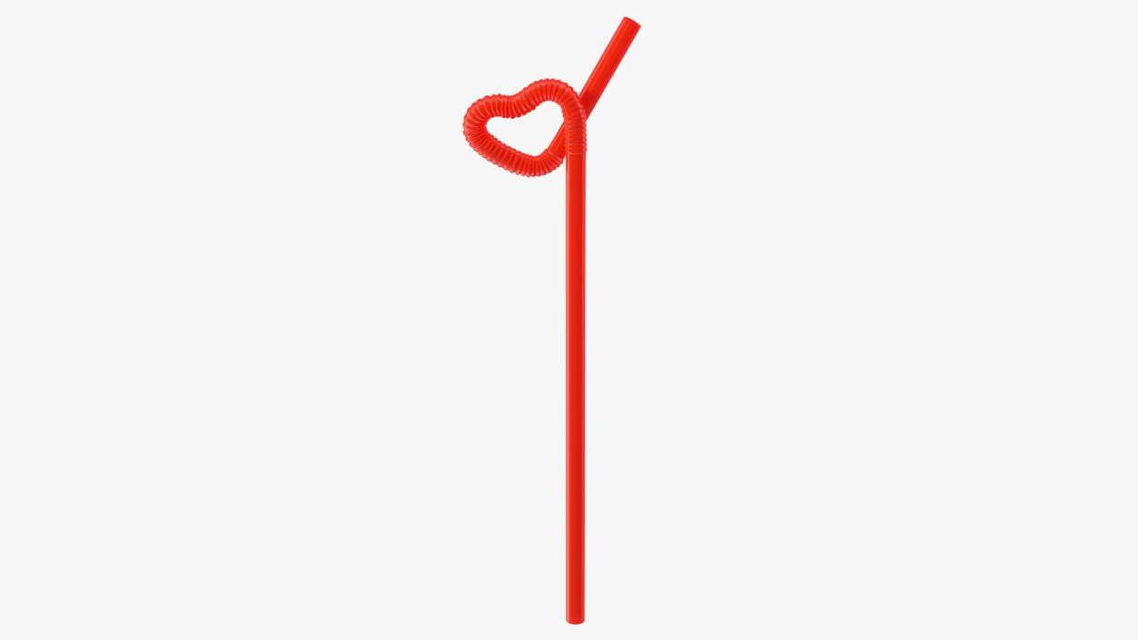 Drinking Straw Heart Shaped 3D