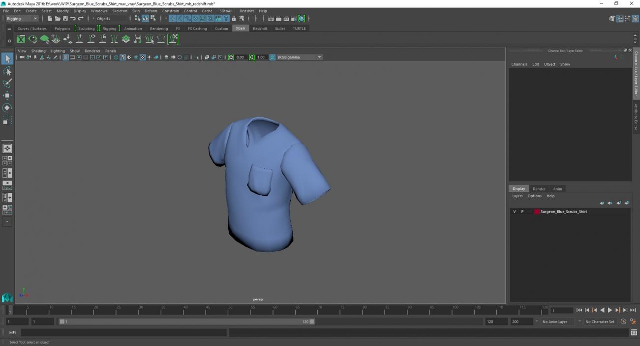 3D model Surgeon Blue Scrubs Shirt