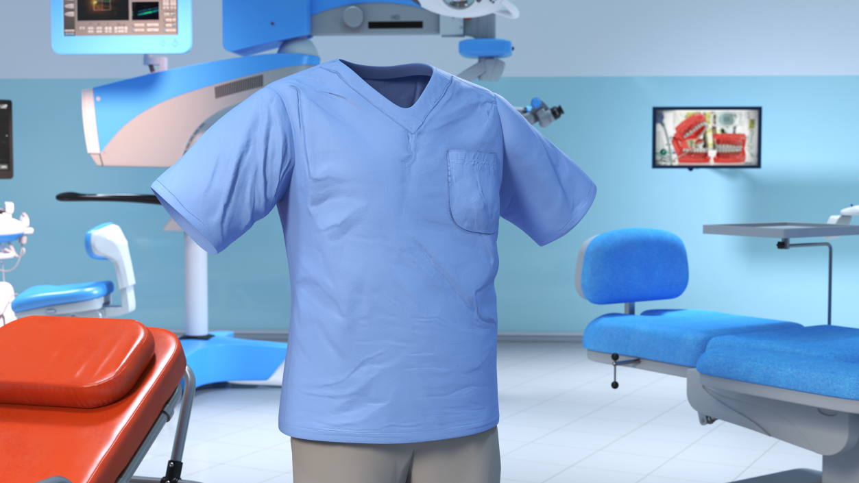 3D model Surgeon Blue Scrubs Shirt