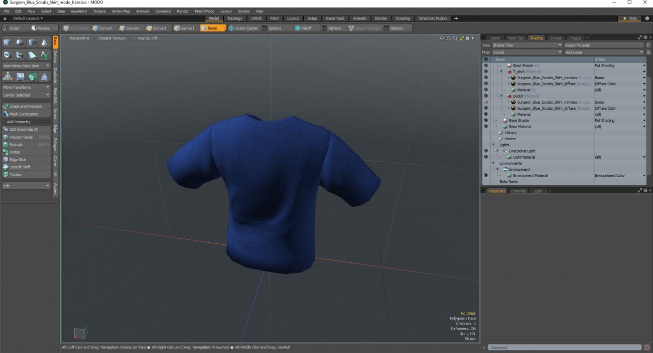 3D model Surgeon Blue Scrubs Shirt