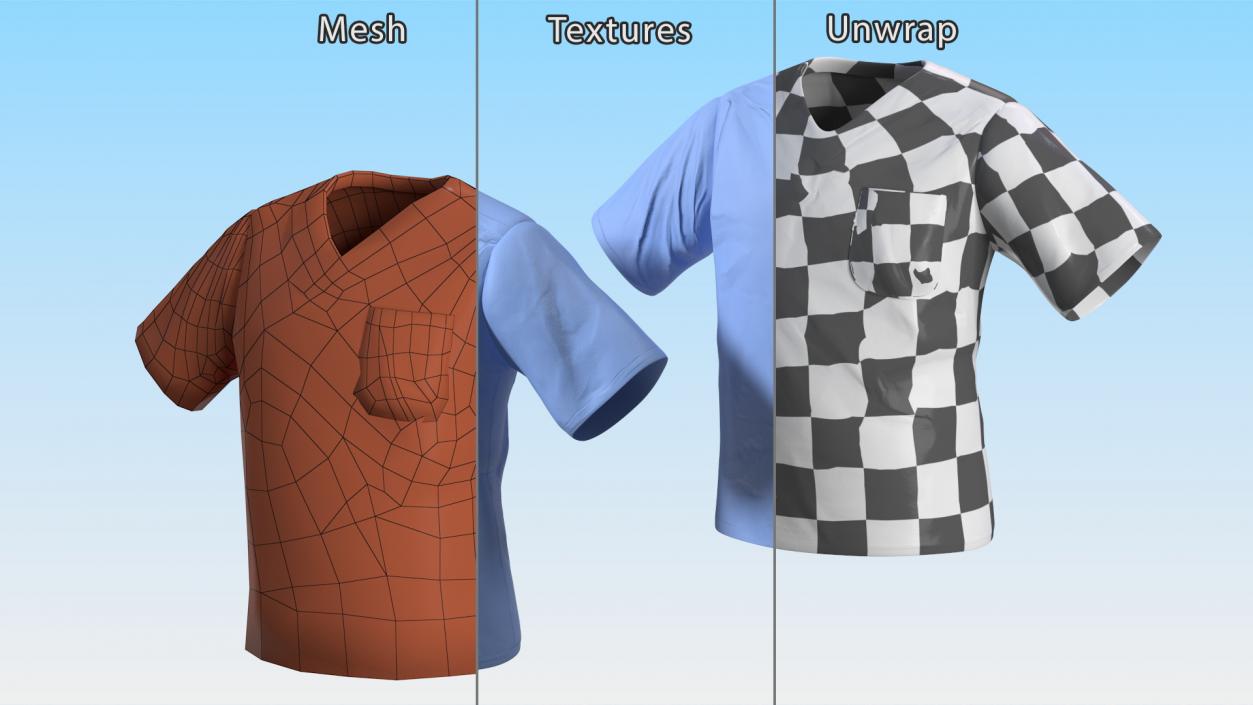 3D model Surgeon Blue Scrubs Shirt