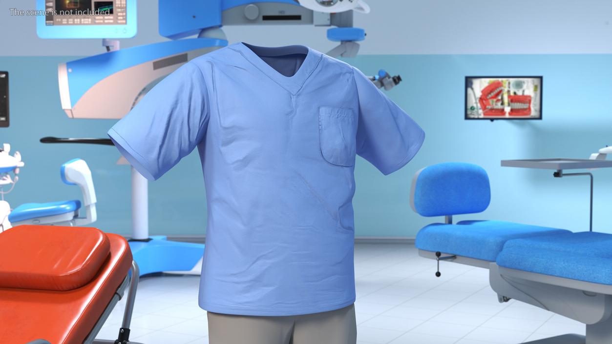 3D model Surgeon Blue Scrubs Shirt