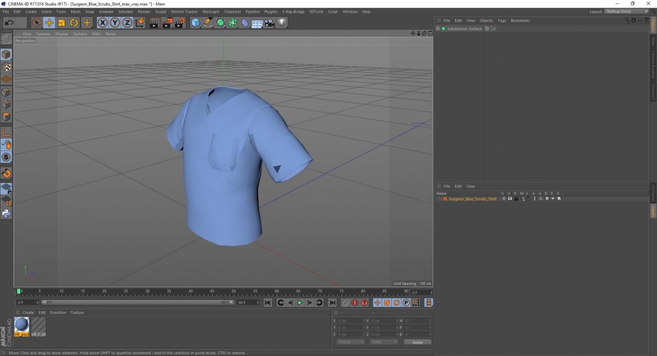 3D model Surgeon Blue Scrubs Shirt