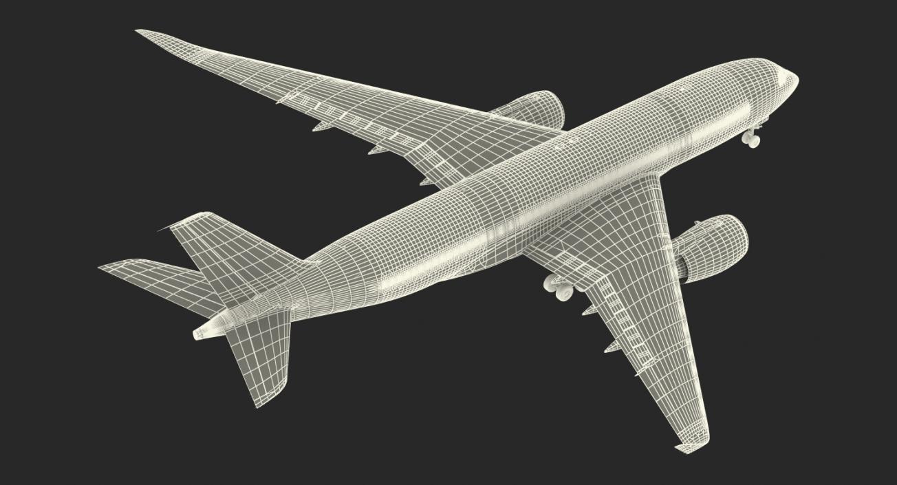 Airbus A350-800 Qatar Rigged 3D Model 3D