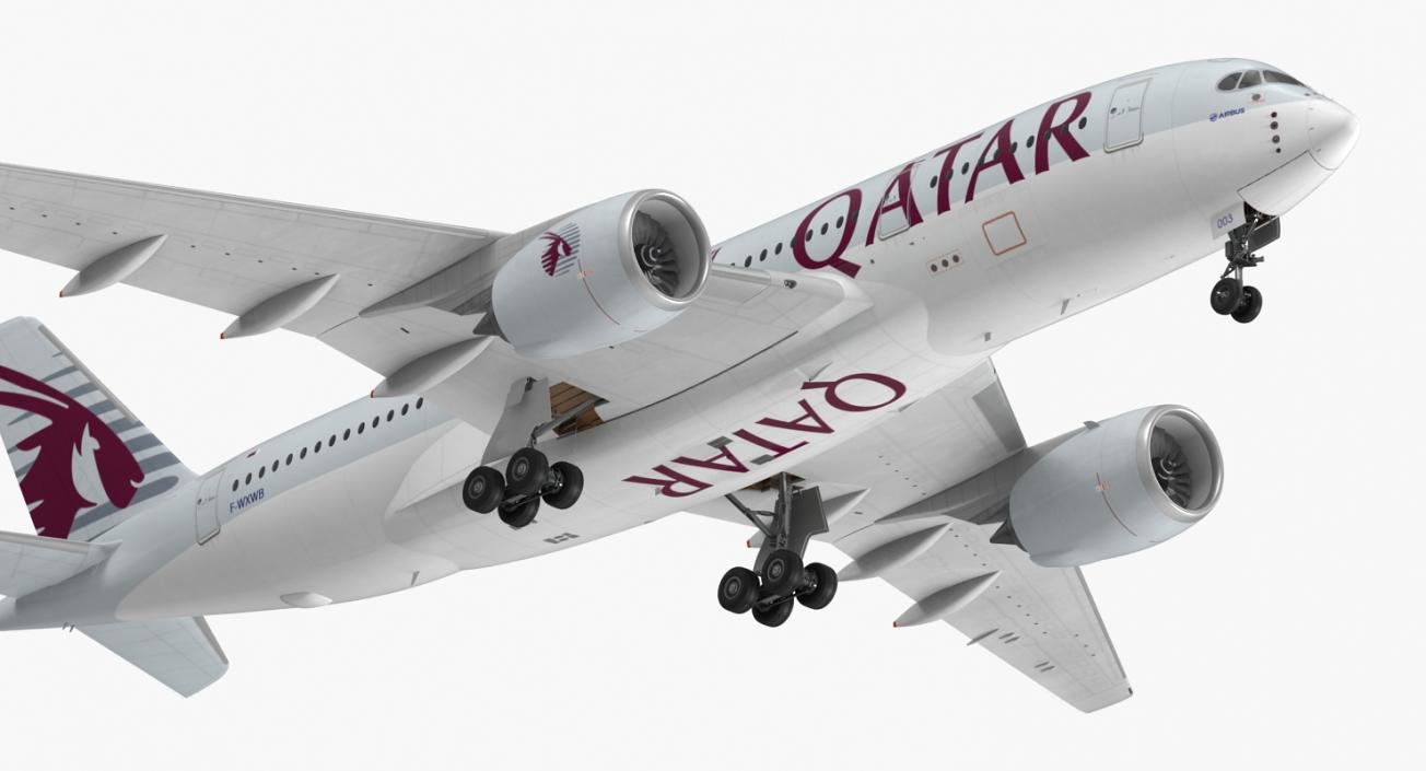 Airbus A350-800 Qatar Rigged 3D Model 3D