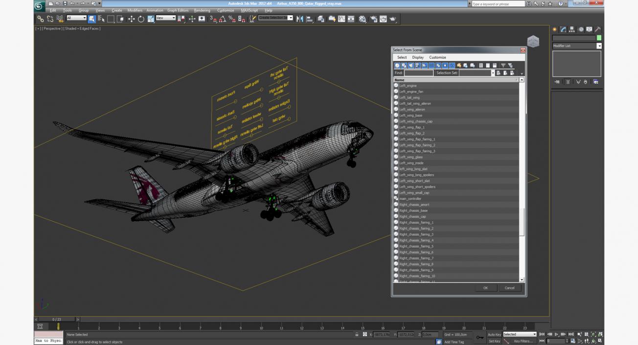 Airbus A350-800 Qatar Rigged 3D Model 3D