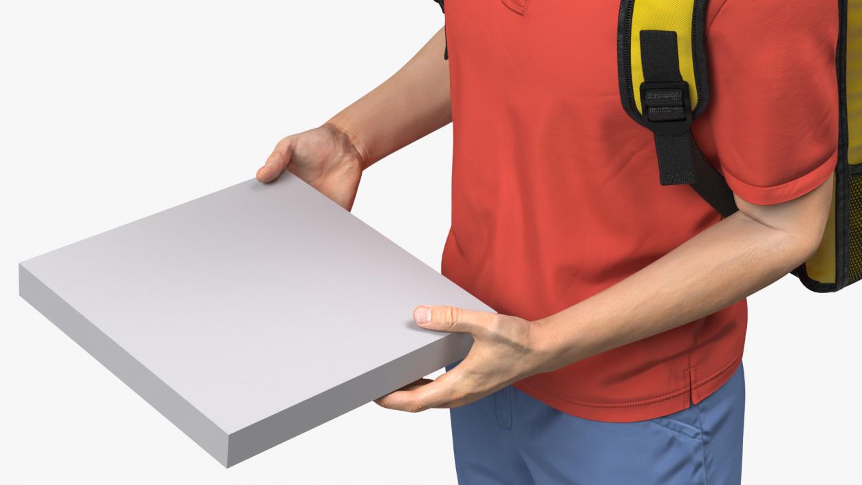 3D Food Delivery Man with Pizza Box Fur