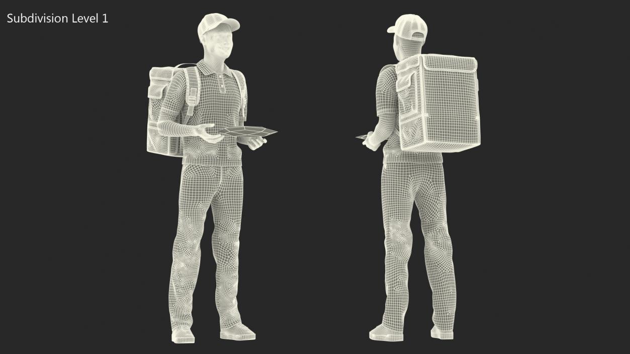 3D Food Delivery Man with Pizza Box Fur