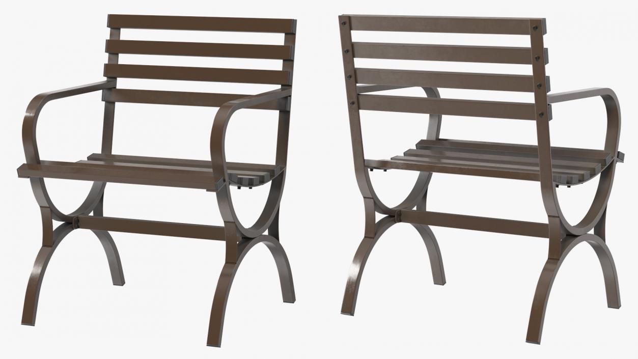 Outdoor Metal Seat Brown 3D model