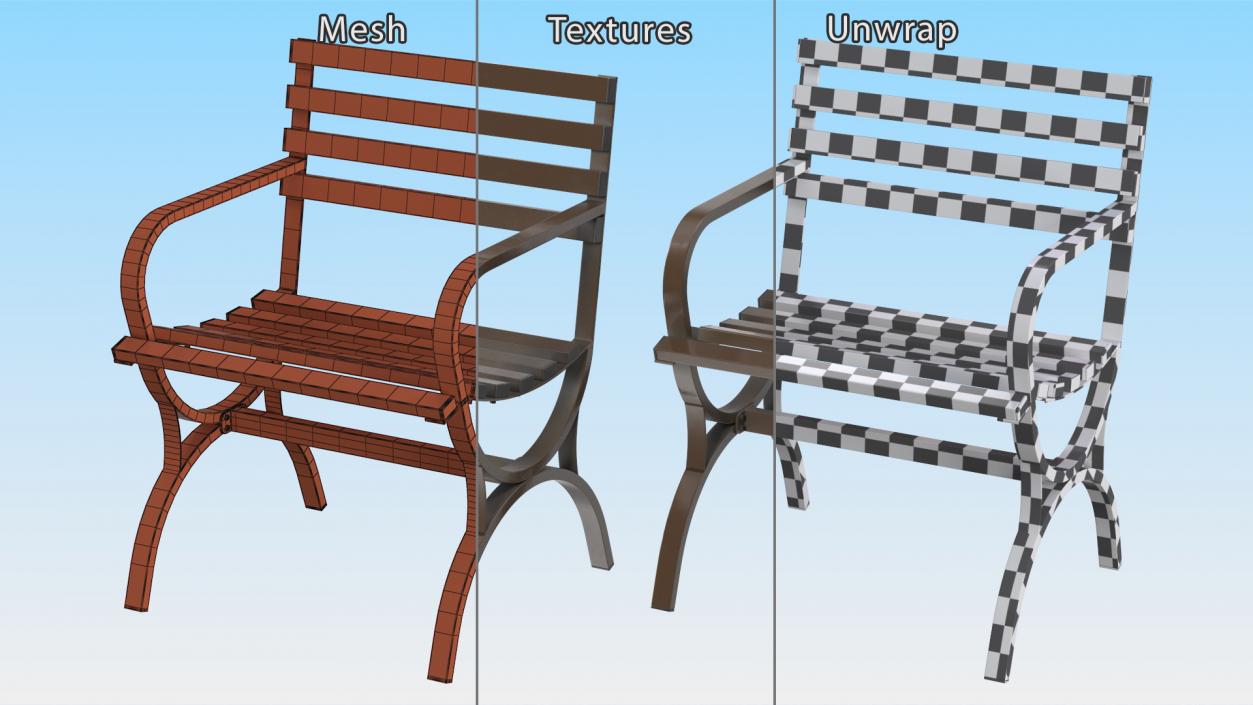 Outdoor Metal Seat Brown 3D model