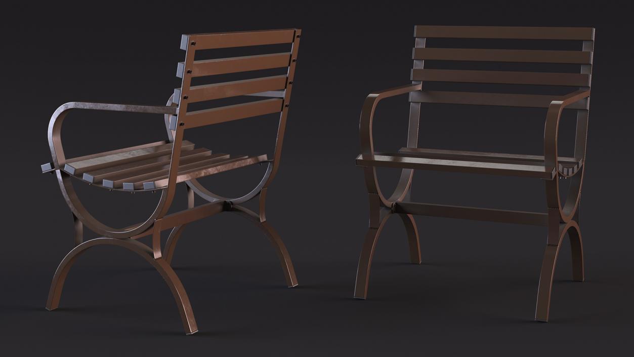 Outdoor Metal Seat Brown 3D model