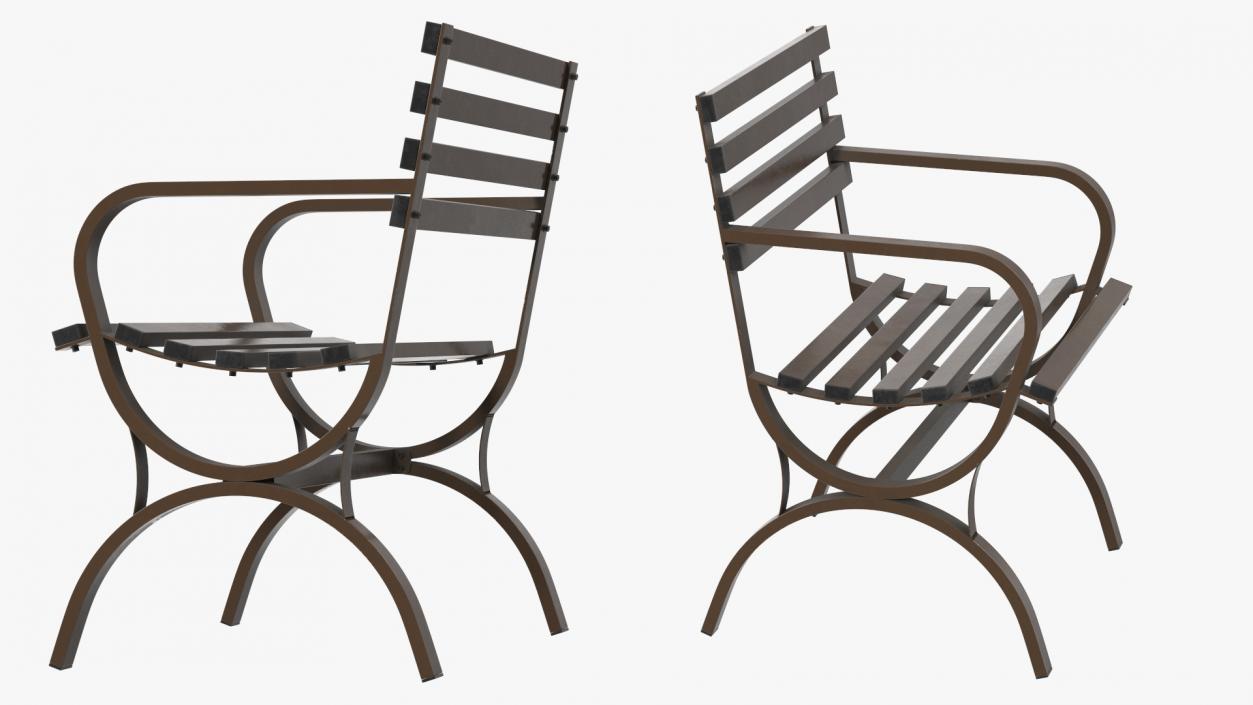 Outdoor Metal Seat Brown 3D model