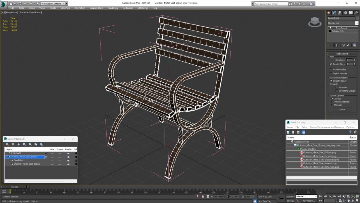 Outdoor Metal Seat Brown 3D model