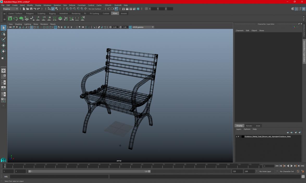 Outdoor Metal Seat Brown 3D model