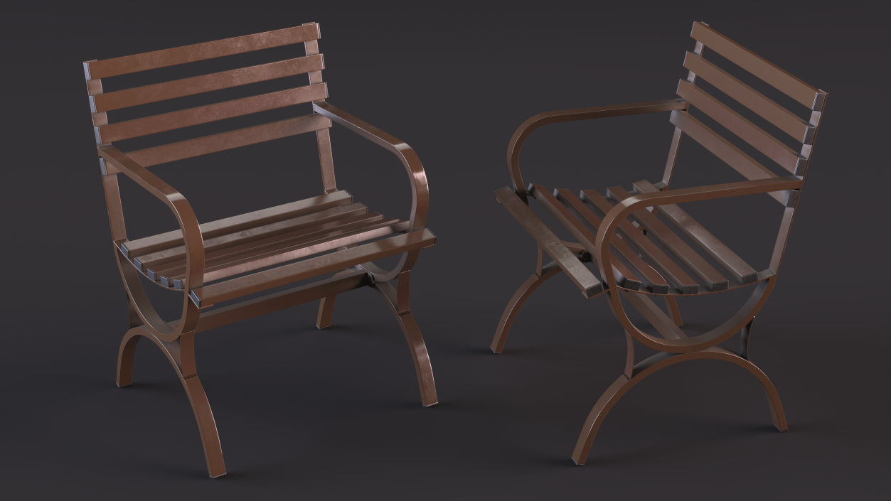 Outdoor Metal Seat Brown 3D model