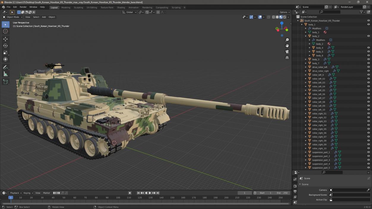 South Korean Howitzer K9 Thunder 2 3D model